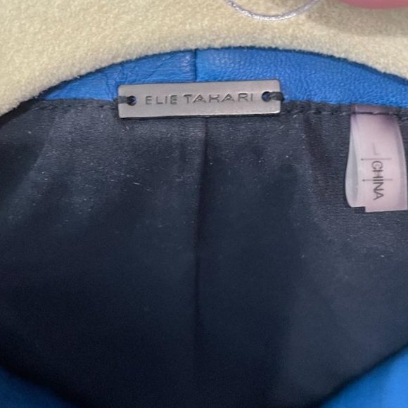 Elie Tahari size L Blue Lamb Leather moto vest w/zippers - Picture 3 of 3